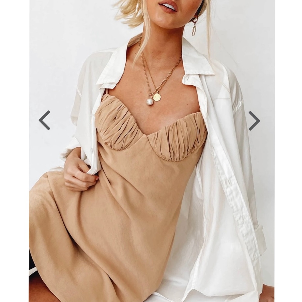 Tan Cupped Mini Dress